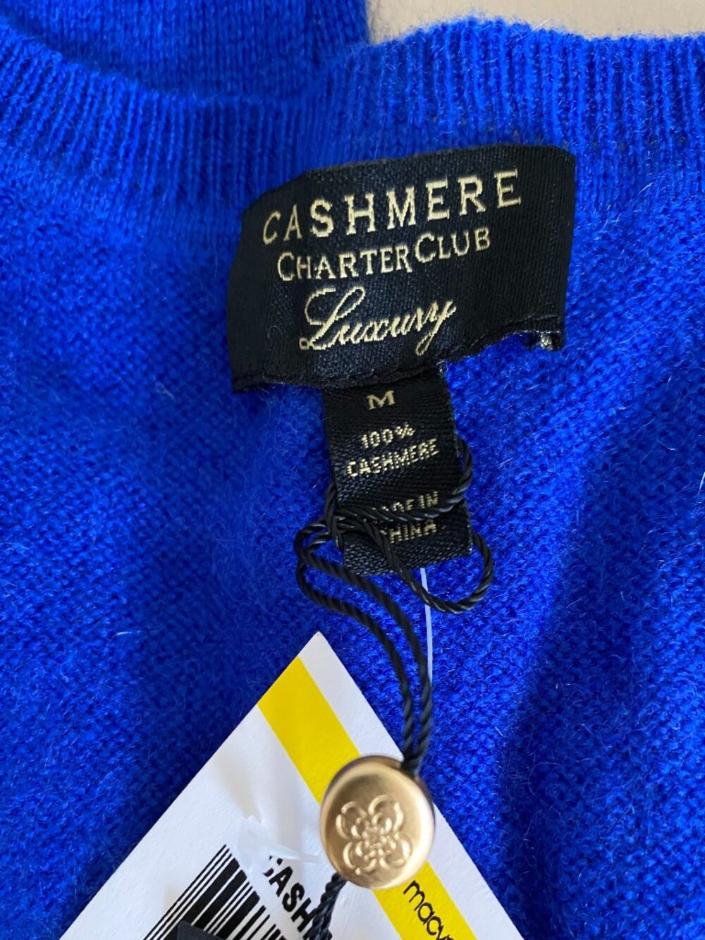 NWT Charter Club 100% Cashmere Crewneck Sweater – Sapphire – M